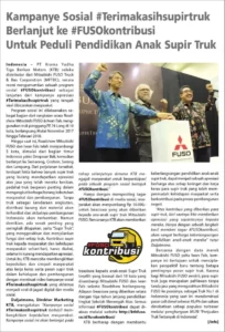 Kampanye Sosial #Terimakasihsupirtruk Berlanjut ke #FUSOkontribusi Untuk Peduli Pendidikan Anak Supi