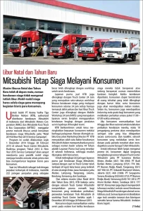 Libur Natal dan Tahun Baru Mitsubishi Tetap Siaga Melayani Konsumen